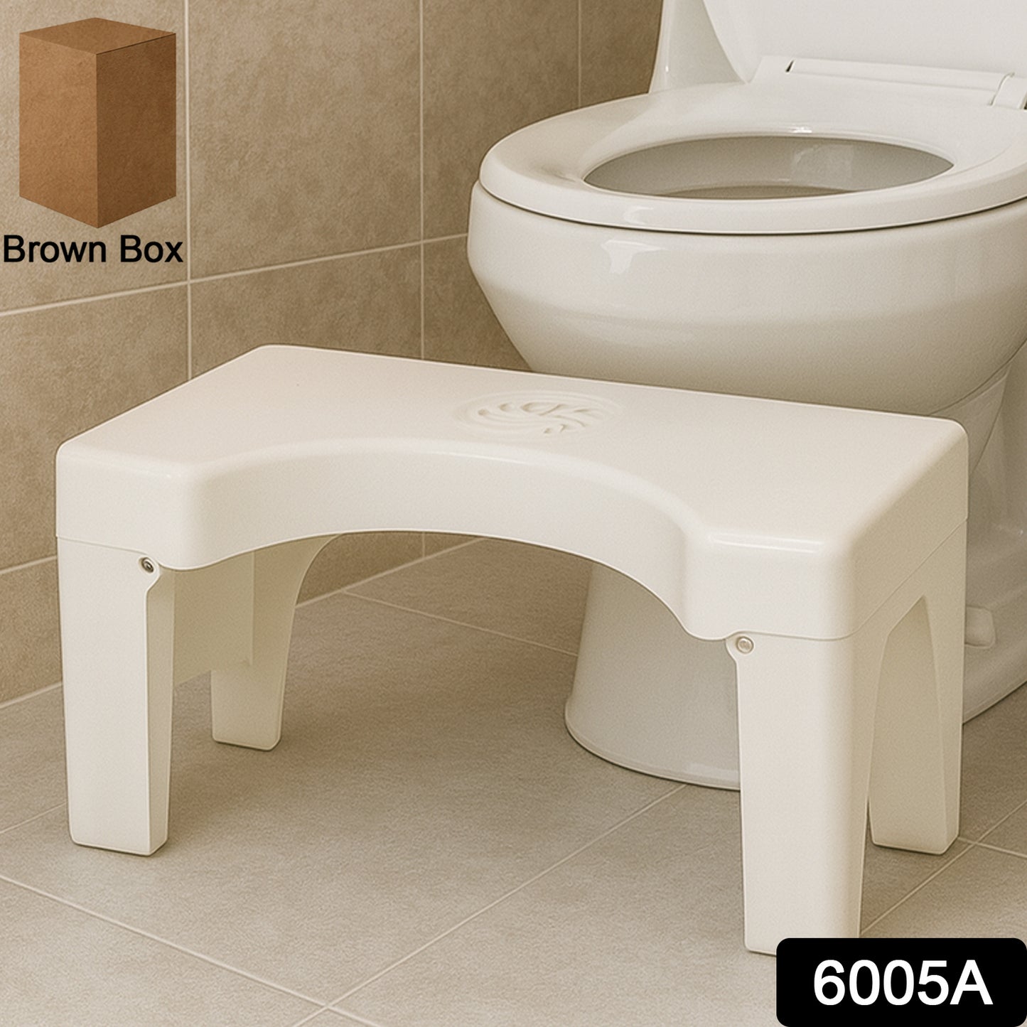 6005a Plastic Non-slip Folding Toilet Squat Stool - White Color