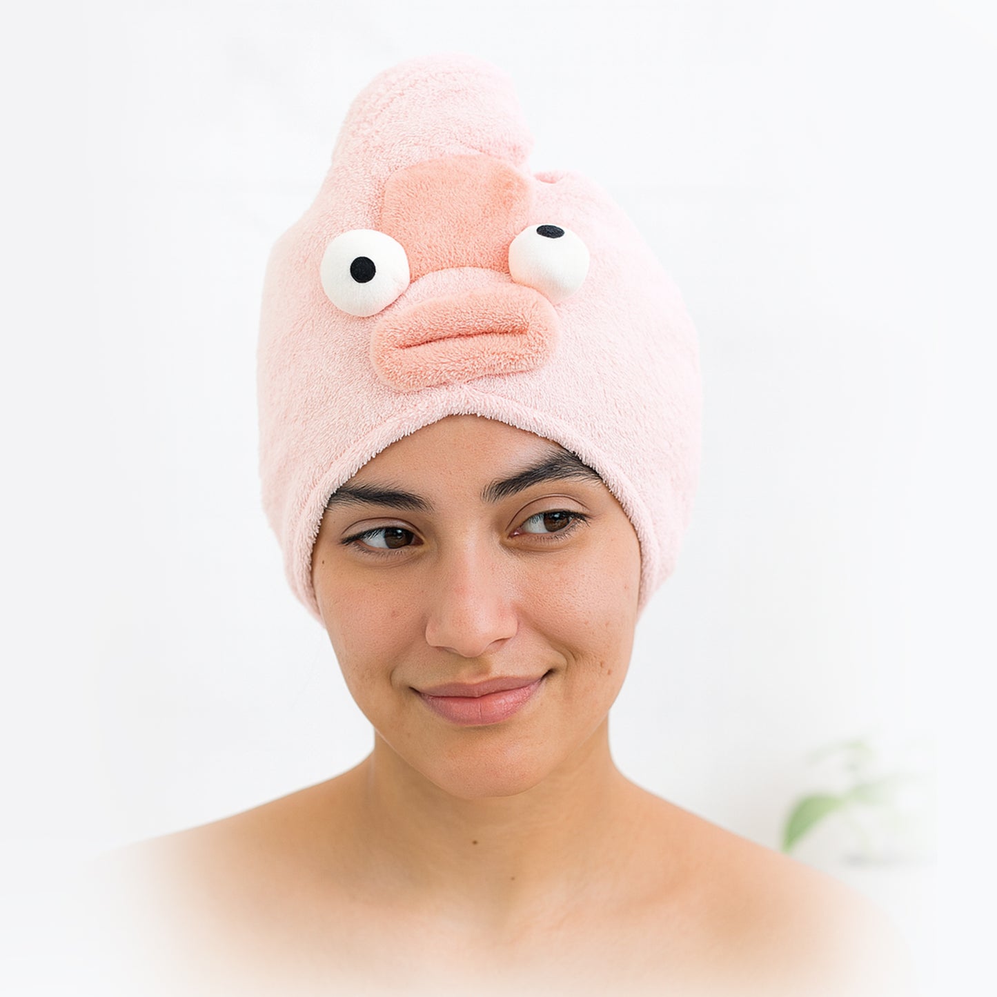 Soft Microfiber Cartoon Design Hair Drying Towel Wrap With Button Closure (1 Pc)