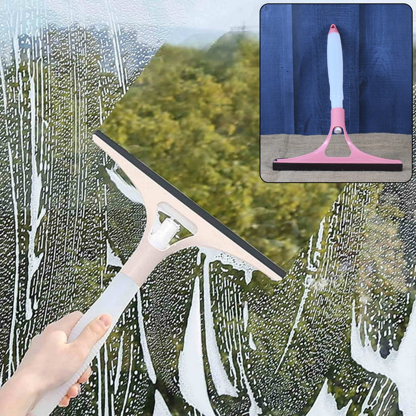 0620 Home Practical Washing Brush Magic Spray Type Cleaning Brush With Spray Bottle Glass Wiper Window Clean Shave Glass Sponge Car Window Cleaning (1 Pc)